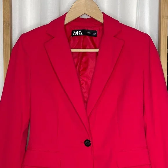 SOLD Zara Pink Relaxed Straight Blazer Jacket Size 4-6 - Picture 4 of 10